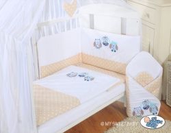 Postýlka dřevěná - TŘI SOVY - hnědo-bílá s béžovými doplňky - My sweet baby - obrázek 2