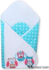 Rychlozavinovačka bavlna s výztuží - TŘI SOVY tyrkysový puntík - 75x75cm - obrázek 1