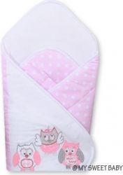 Rychlozavinovačka bavlna s výztuží - TŘI SOVY růžový puntík - 75x75cm - obrázek 1