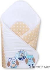 Rychlozavinovačka bavlna s výztuží - TŘI SOVY béžový puntík - 75x75cm - obrázek 1