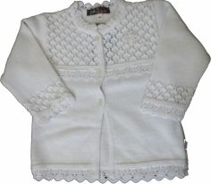 Svetr dětský slabší - VZOR S KYTIČKOU bílý - vel.92 - obrázek 1