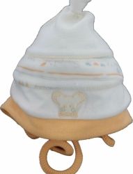 Čepice kojenecká bavlna - MYŠKA smetanovo-oranžová - vel.56 - obrázek 1