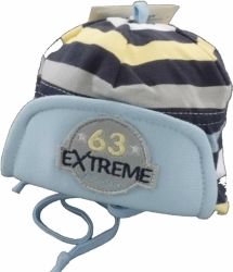 Čepice kojenecká bavlna - EXTREME proužky modro-žluté - vel.62 - obrázek 1
