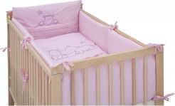 Souprava do postýlky 14-díl s děleným mantinelem - HROŠÍCI růžová - 135x100 cm -  SCARLETT - obrázek 1