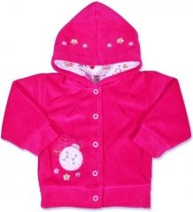 Kabátek kojenecký samet kapuce - BERUŠKA tmavě růžový - vel.80 - obrázek 1