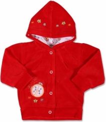 Kabátek kojenecký samet kapuce - BERUŠKA červený - vel.80 - obrázek 1