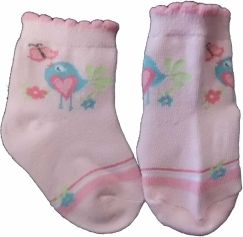 Ponožky kojenecké bavlna - PTÁČEK růžové - vel.3-6měs. - obrázek 1
