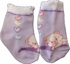Ponožky kojenecké bavlna - MEDVÍDEK fialové - vel.3-6měs. - obrázek 1