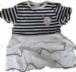 Šaty dětské bavlna - SECRET černo-bílé - vel.86 - obrázek 1