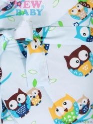 Rychlozavinovačka bavlna  - SOVIČKY s mašlí a výztuží - modrá - 75x75cm - obrázek 2