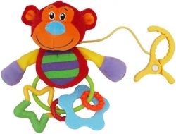 Hračka plyšová na kočár - OPIČKA S KOUSÁTKY - BabyMix - obrázek 1