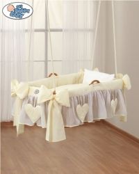 Koš pro miminko závěsný s výbavou - SRDÍČKA smetanový - My Sweet Baby - obrázek 1