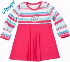 Šaty dětské bavlna - ŠNEČEK růžové s proužky - vel.98 - obrázek 1