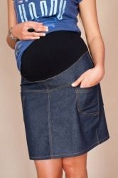 Těhotenská sukně - JEANS S KAPSAMI granátová velikost XS - obrázek 2
