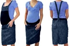 Těhotenské šaty - sukně S LACLEM modrý melír velikost S - obrázek 1