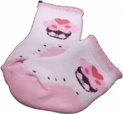 Ponožky kojenecké froté - SE SRDÍČKEM bílo-růžové - vel.3-6měs. - obrázek 1