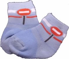 Ponožky kojenecké froté - DOPRAVNÍ ZNAČKY modré - vel.3-6měs. - obrázek 1