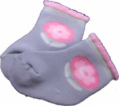 Ponožky kojenecké froté - KVĚTINA šedé - vel.3-6měs. - obrázek 1