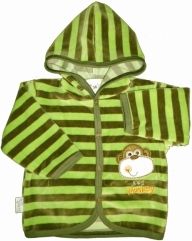 Kabátek kojenecký samet - JAPI MONKEY zeleno-hnědé pruhy - vel.68 - obrázek 1
