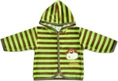 Kabátek kojenecký samet - JAPI MONKEY zeleno-hnědé pruhy - vel.68 - obrázek 2