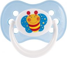 Dudlík silikonový zkosený s krytem - VČELKA modrý - 0-6měs. - Canpol - obrázek 1