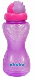 Lahev plastová s brčkem - AKUKU fialová - 360ml - obrázek 1