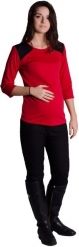 Těhotenské tričko 3/4 rukáv - RAMENNÍ VSADKY červené  velikost S/M - obrázek 1