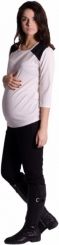 Těhotenské tričko 3/4 rukáv - RAMENNÍ VSADKY smetanové velikost S/M - obrázek 1