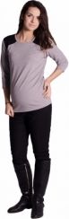 Těhotenské tričko 3/4 rukáv - RAMENNÍ VSADKY šedý melír velikost S/M - obrázek 1