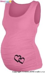 Těhotenské tílko - TOP se srdíčky růžový velikost L/XL - obrázek 1