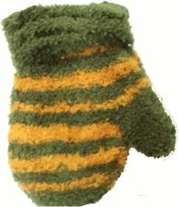 Rukavičky dětské s palečkem - LAMA PROUŽKY khaki-oranžové - vel.6-12měs. - obrázek 1