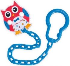 Řetízek na dudlík - SOVIČKA červená s modrou - Canpol - obrázek 1