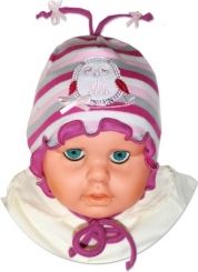 Čepice kojenecká bavlna - SOVIČKA proužky fuchsie - vel.56 - obrázek 1