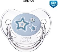 Dudlík silikonový KULATÝ s krytem - HVĚZDIČKY modrý - 6-18měs. - CANPOL - obrázek 1