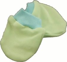 Rukavice kojenecké bavlna - TYRKYSOVÝ LEM zelené - vel.0-3 měs. - obrázek 1