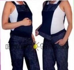 Kalhoty těhotenské zahradníky - ODEPÍNACÍ LACL modrý melír velikost XL - obrázek 1