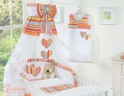 Nebesa šifonová - SRDÍČKA bílá a proužky oranžové - Bobono - obrázek 1