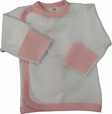 Košilka kojenecká bavlna - S RUKAVIČKOU bílá s růžovou - vel.50 - obrázek 1