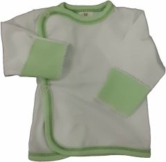 Košilka kojenecká bavlna - S RUKAVIČKOU bílá se zelenou - vel.50 - obrázek 1