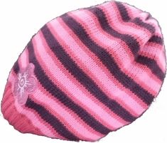 Čepice dětská pletenina - SKŘÍTEK proužky tmavě růžové - vel.52-54cm - obrázek 1