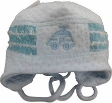 Čepice kojenecká bavlna s pleteninou - AUTÍČKO modrá - vel.62 - obrázek 1