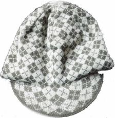 Čepice dětská zimní pletená - KOSOČTVERCE khaki  - vel. 54-56cm - obrázek 1