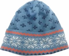 Čepice dětská zimní pletená - VLOČKY modrá s červenou - vel. 54-56cm - obrázek 1