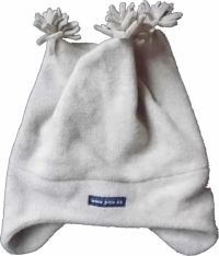 Čepice dětská zimní fleece - TROJROHATKA béžovo-šedý melír - vel.50-52cm - obrázek 1