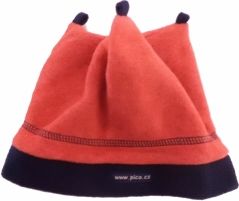 Čepice dětská zimní fleece - TROJROHATKA červená s modrou - vel.48-50cm - obrázek 1