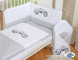 Souprava do postýlky 3-díl - TŘI SOVY šedý puntík se šedou - 135x100cm - obrázek 1