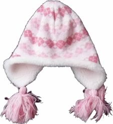 Čepice dětská zimní - VZOR s kožíškem růžová - vel. 48-50cm - obrázek 1