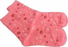 Ponožky dětské bavlna - KVĚTINKY růžové - vel.19-20 (obuv 30-31) - obrázek 1