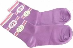 Ponožky dětské bavlna - DVA KVĚTY fialové - vel.19-20 (obuv 30-31) - obrázek 1