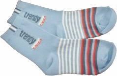 Ponožky dětské bavlna - TRENDY modré s proužky - vel.17-18 (obuv 28-29) - obrázek 1